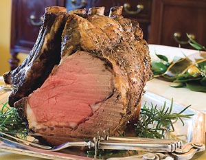 Standing Rib Roast with Two-Mushroom Pan Sauce